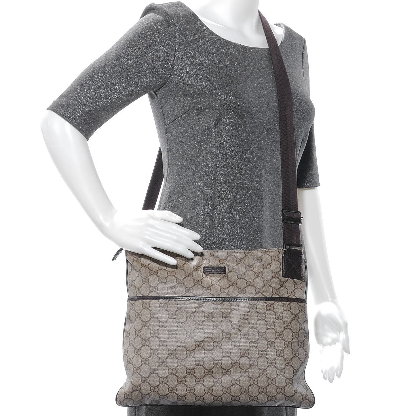 GG Plus Monogram Flat Messenger Ebony