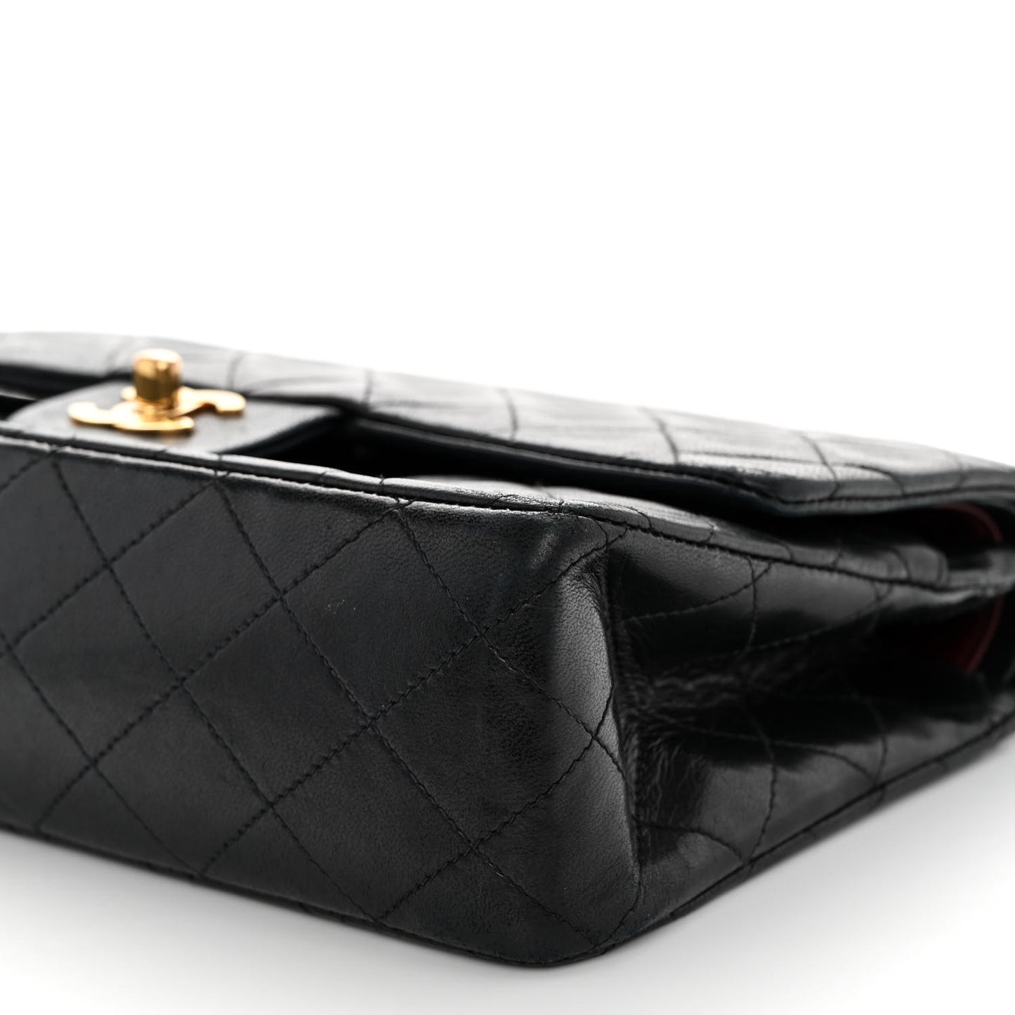 Lambskin Quilted Medium Double Flap Black