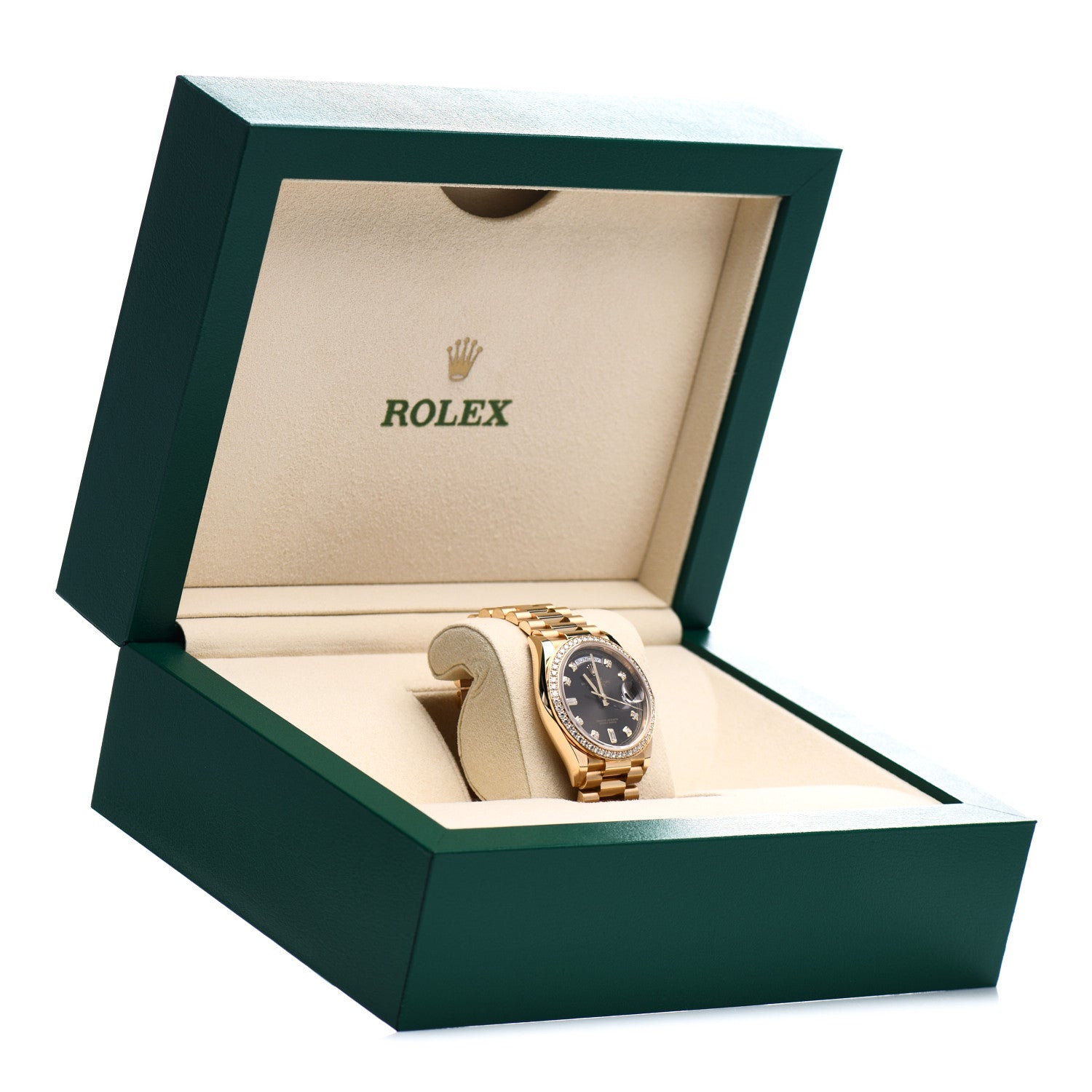 Rolex 18K Yellow Gold Diamond 36mm Oyster Perpetual Day-Date President Watch Chocolate 128348RBR 5 of 5
