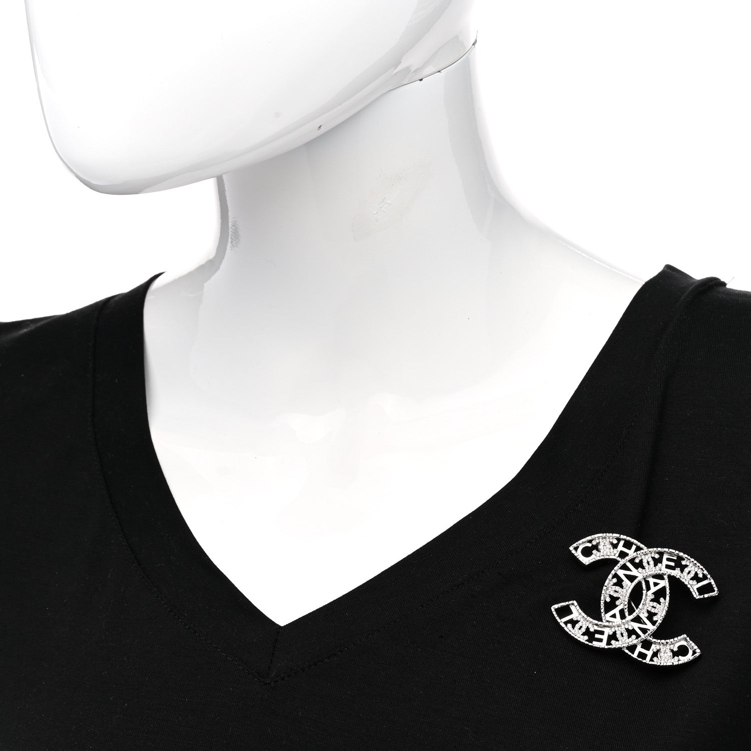 Chanel Crystal CC Brooch Silver 2 of 5