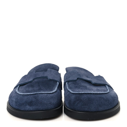 Hermes Suede Calfskin Mens Go Mules 40 Bleu Celeste 3 of 10
