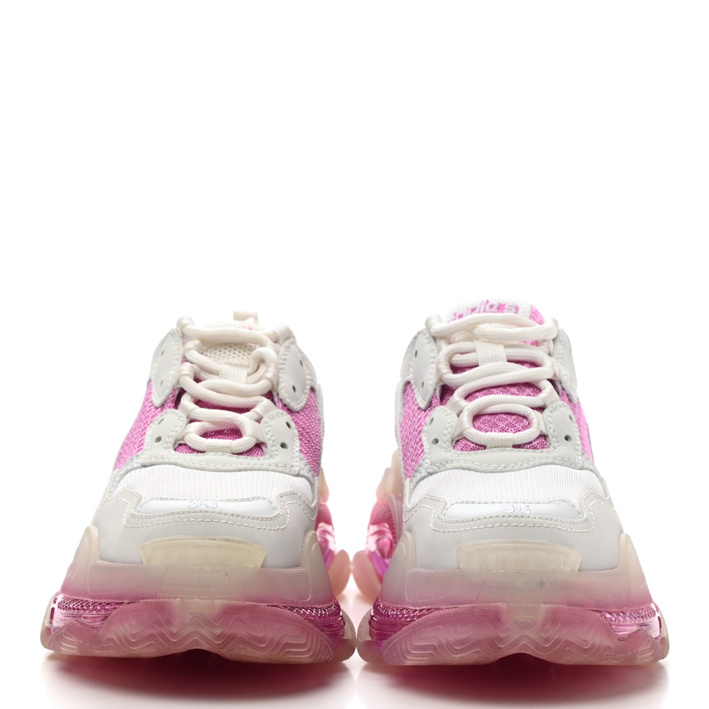 Fabric Mesh Clear Sole Womens Triple S Sneakers 36 White Pink