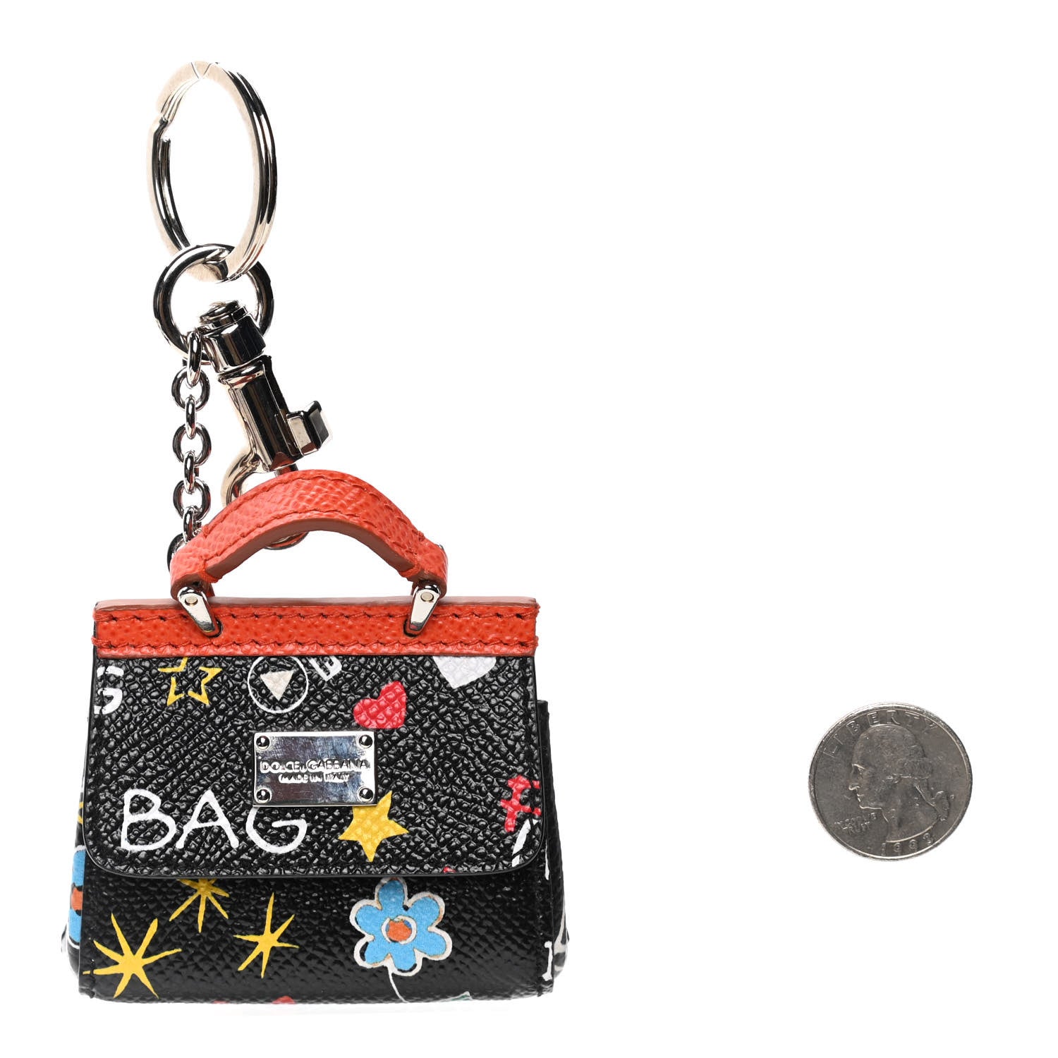 Dolce & Gabbana Dauphine Print Miss Sicily Bag Key Chain Black 2 of 3