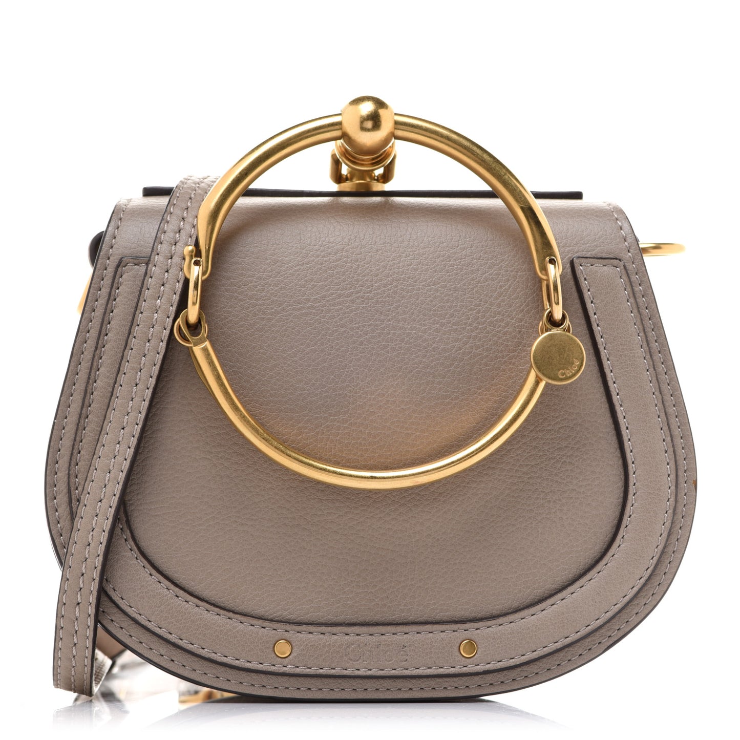 Calfskin Suede Small Nile Bracelet Bag Motty Grey