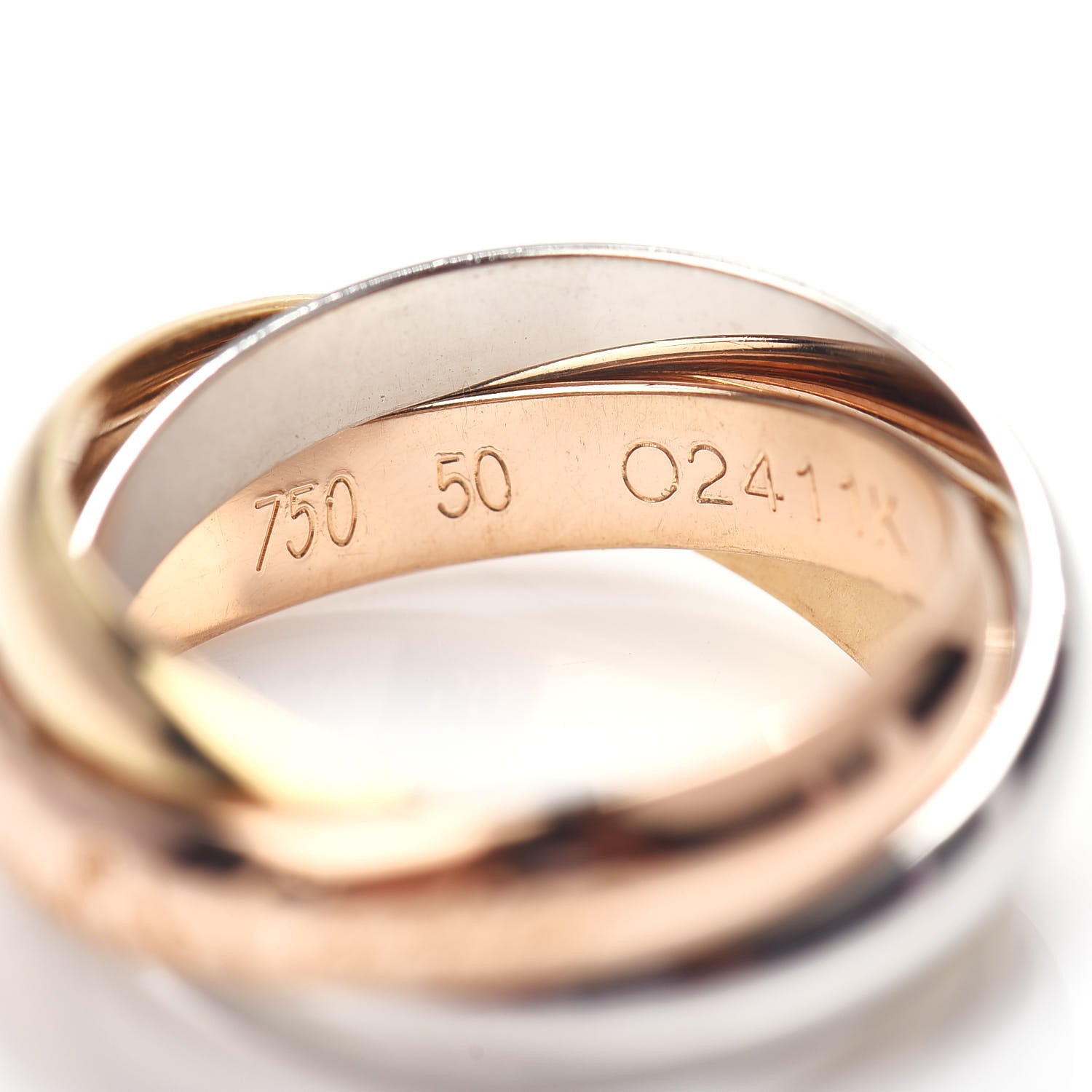 Cartier 18K Pink Yellow White Gold Classic Les Must De Trinity Ring 50 5.25 4 of 4