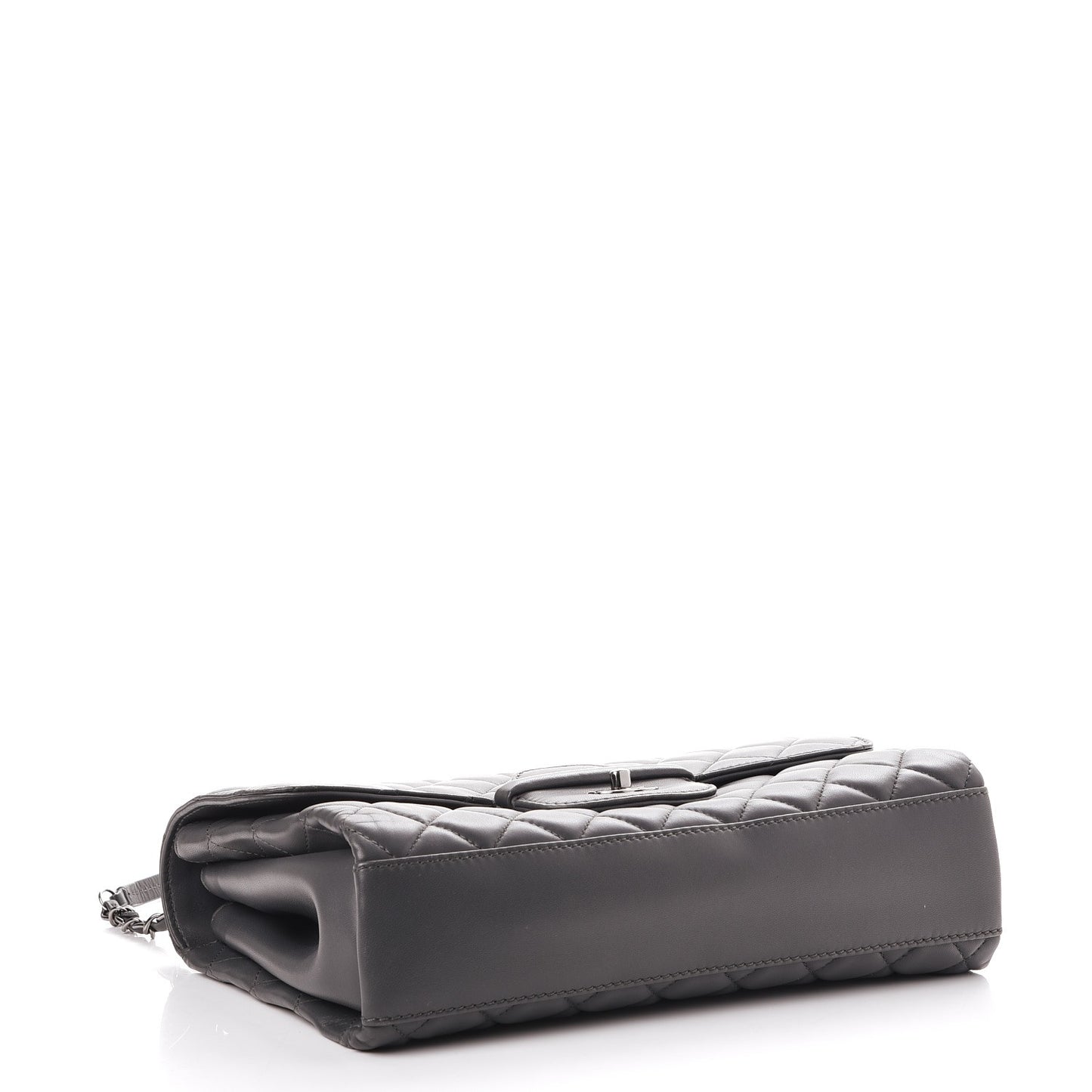 Lambskin Quilted Jumbo Coco Loop Flap Charcoal Grey