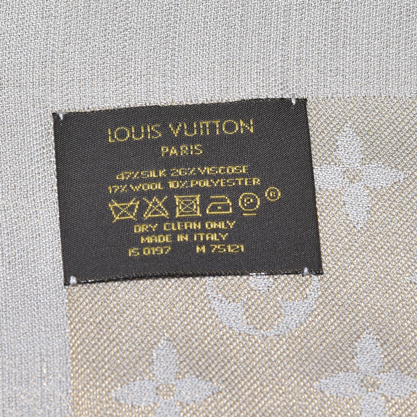 Silk Wool Monogram Shine Shawl Beige