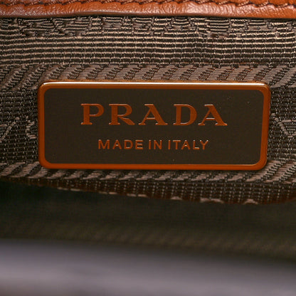 Prada Jacquard Saffiano Triangolo Symbole Embroidered Small Tote Tobacco Talco 6 of 9