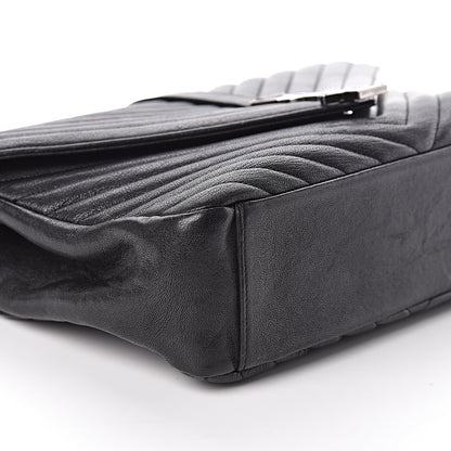 Saint Laurent Sheepskin Matelasse Chevron Monogram Large College Satchel Black 9 of 10