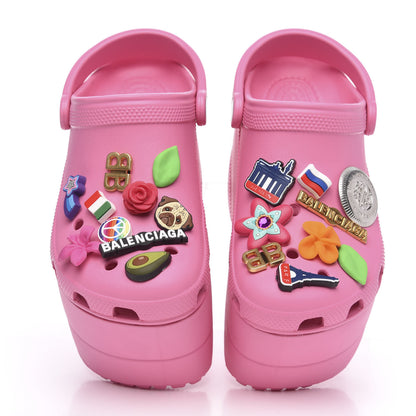 Balenciaga X CROCS Rubber Textured Womens Platform Sandals 36 Rose Bonbon 3 of 8