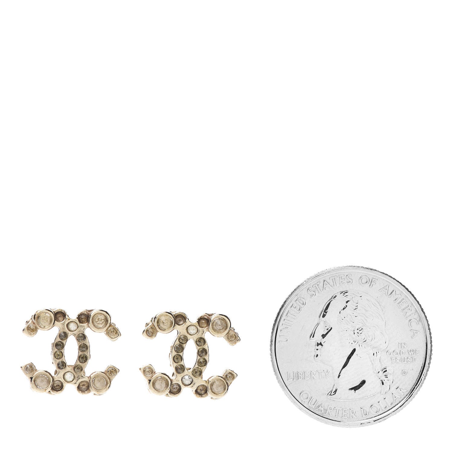 Chanel Crystal CC Earrings Light Gold 2 of 4