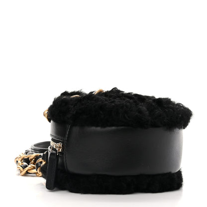 Chanel Shearling Sheepskin Chanel 19 Round Clutch With Chain Black 4 of 10