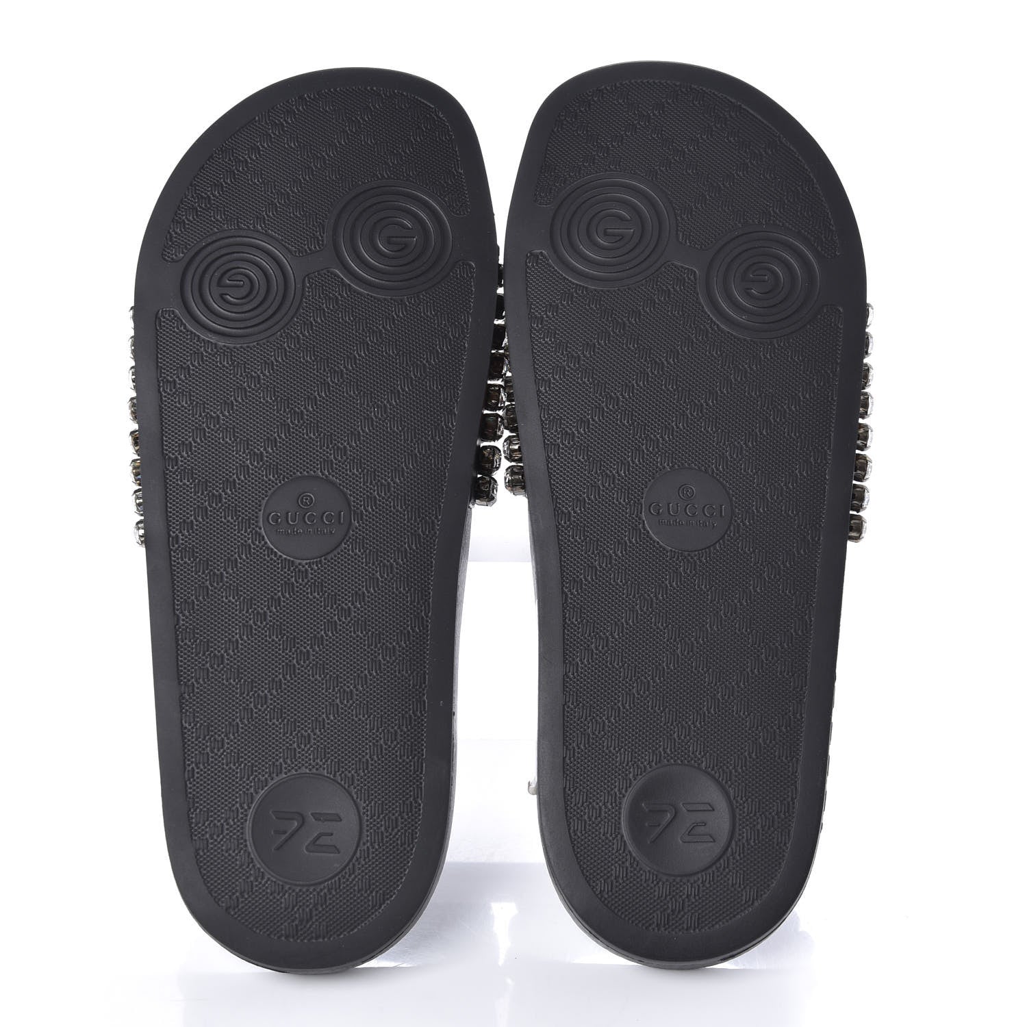 Gucci Calfskin Crystal Embellished Web Slide Sandals 38 Blue Red 5 of 9