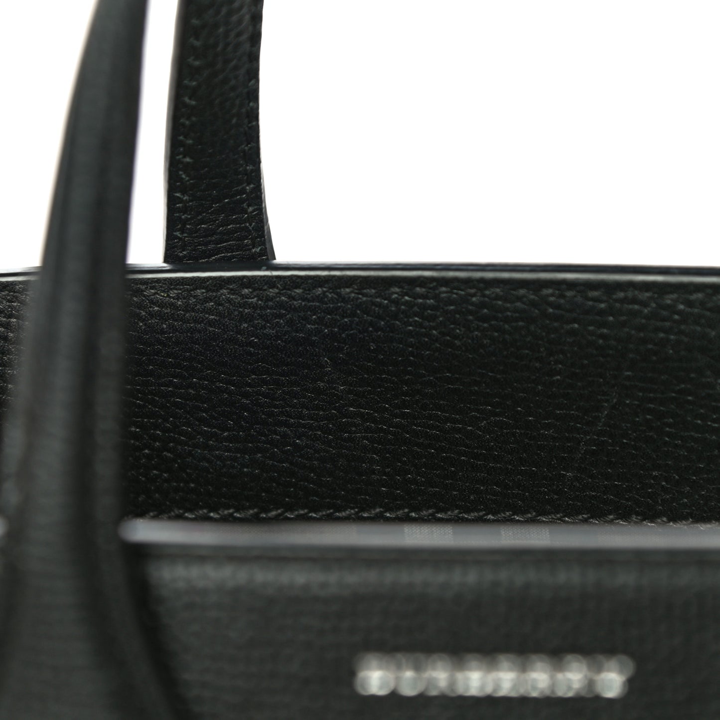Grainy Calfskin House Check Small Banner Tote Black