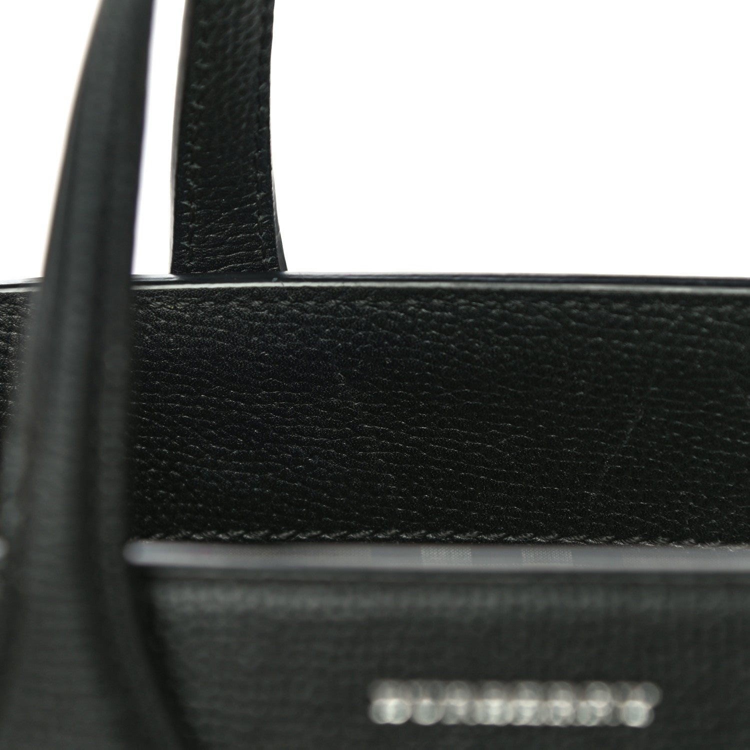 Burberry Grainy Calfskin House Check Small Banner Tote Black 14 of 19