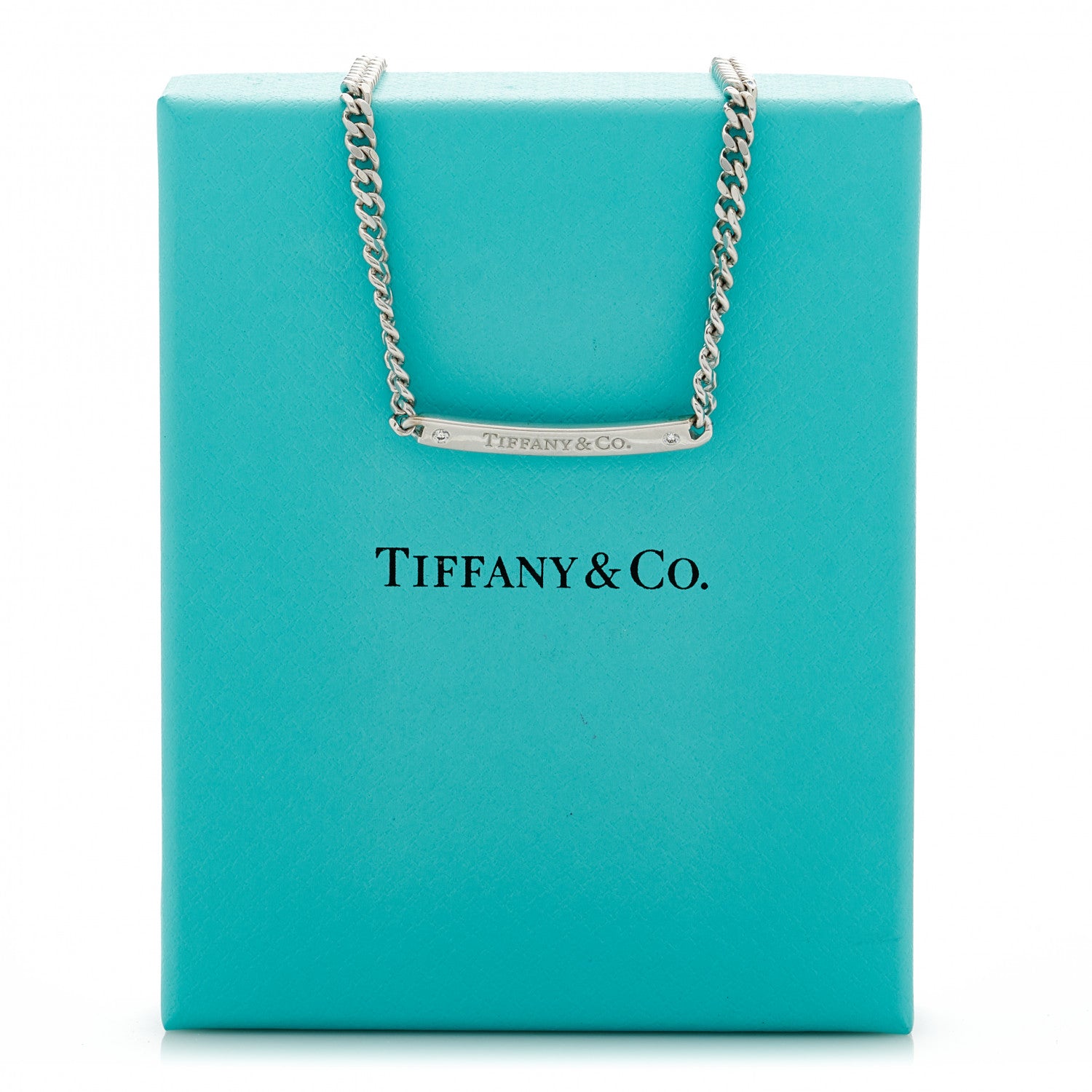 Tiffany 18K White Gold Diamond Micro Link ID Chain Necklace 6 of 6