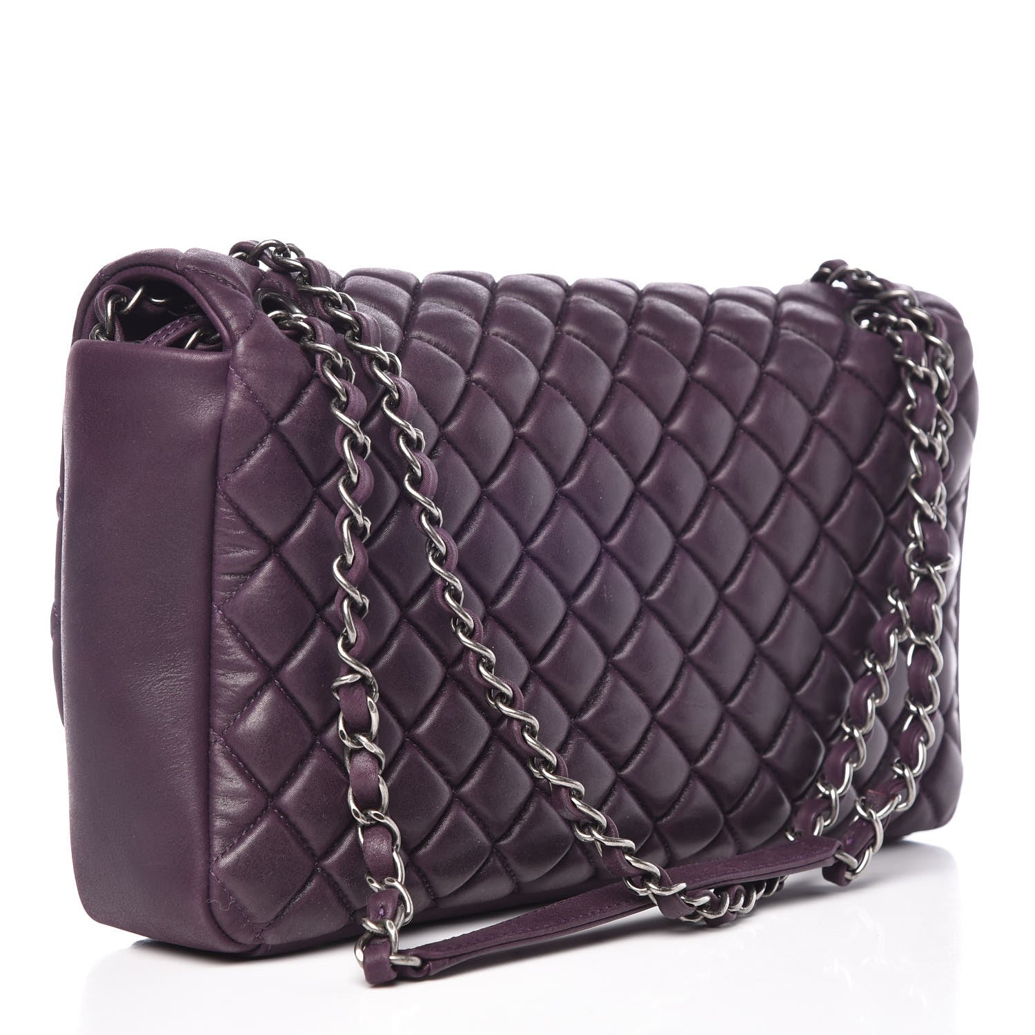 Chanel Iridescent Calfskin Quilted Large New Bubble Flap Plum 3 of 10