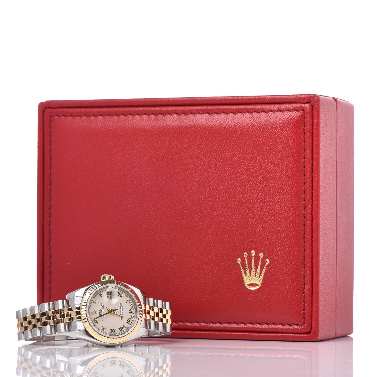 Rolex Stainless Steel 18K Yellow Gold 26mm Oyster Perpetual Datejust Watch White Pyramid Roman 179173 8 of 8