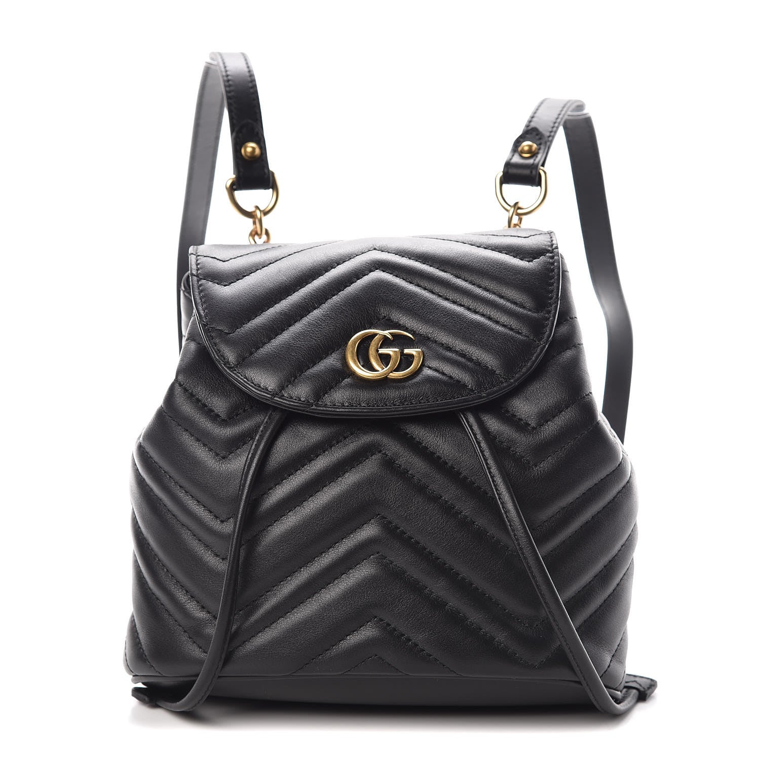 Gucci Calfskin Matelasse GG Marmont Flap Backpack Black 1 of 9