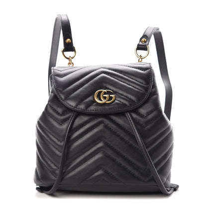 Gucci Calfskin Matelasse GG Marmont Flap Backpack Black 1 of 9