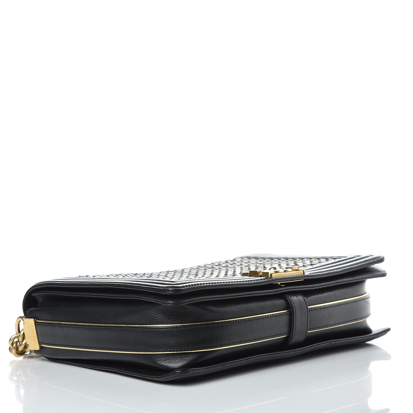 Braided Sheepskin Large Boy Reverso Flap Black