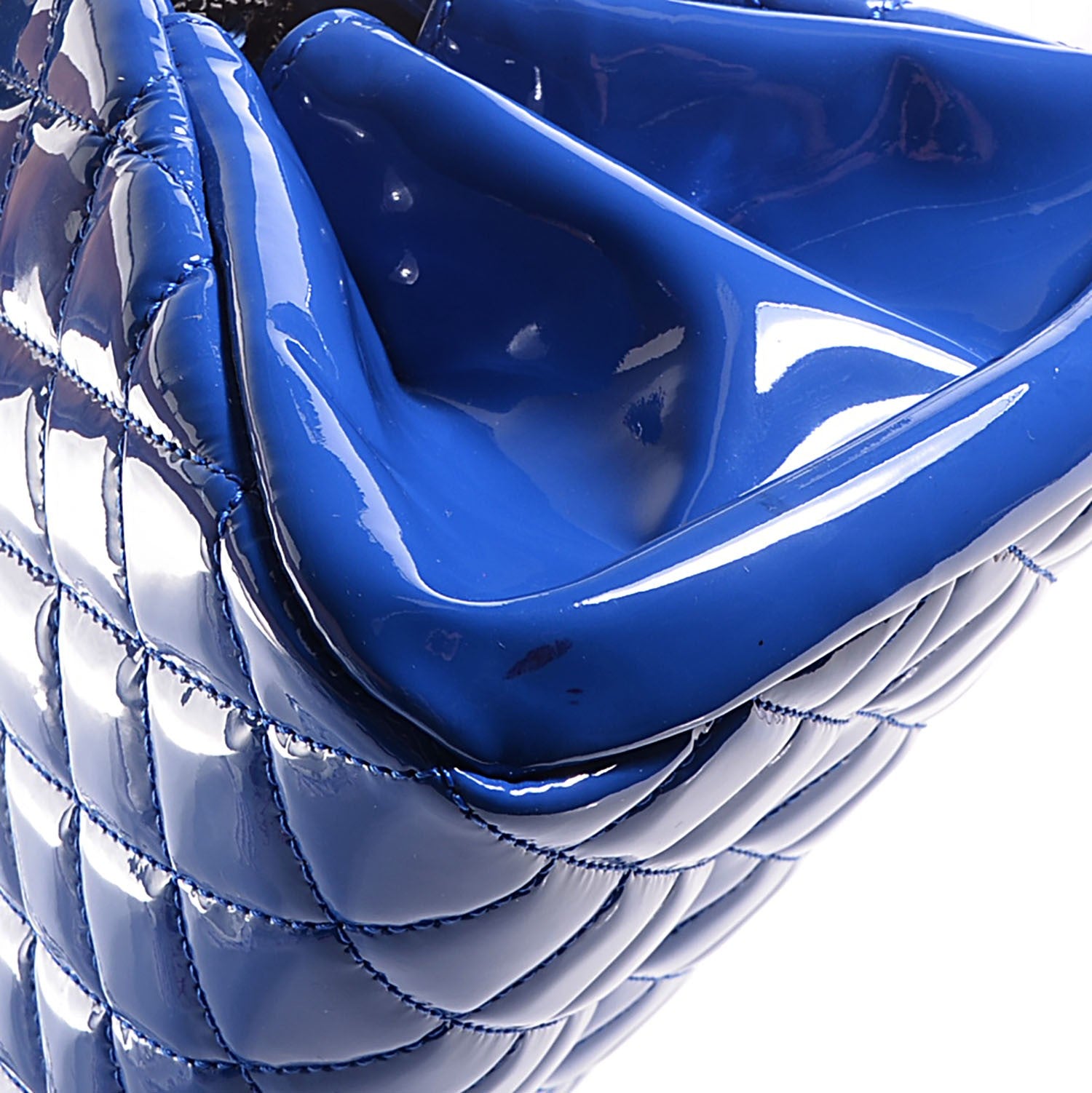 Chanel Patent Quilted Medium Just Mademoiselle Blue 9 of 9
