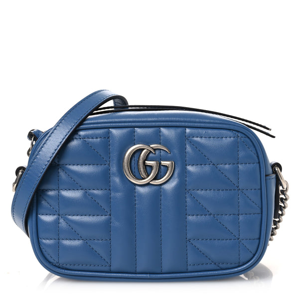 Gucci Calfskin Matelasse Aria Mini GG Marmont Chain Shoulder Bag