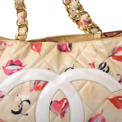 Chanel Coated Canvas Quilted Lips and Kisses Graffiti XL Tote Beige 14 of 18