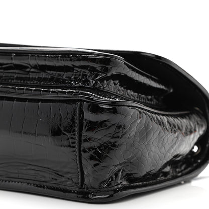 Saint Laurent Calfskin Crocodile Embossed Matelasse Monogram Baby Niki Chain Satchel Black 10 of 10