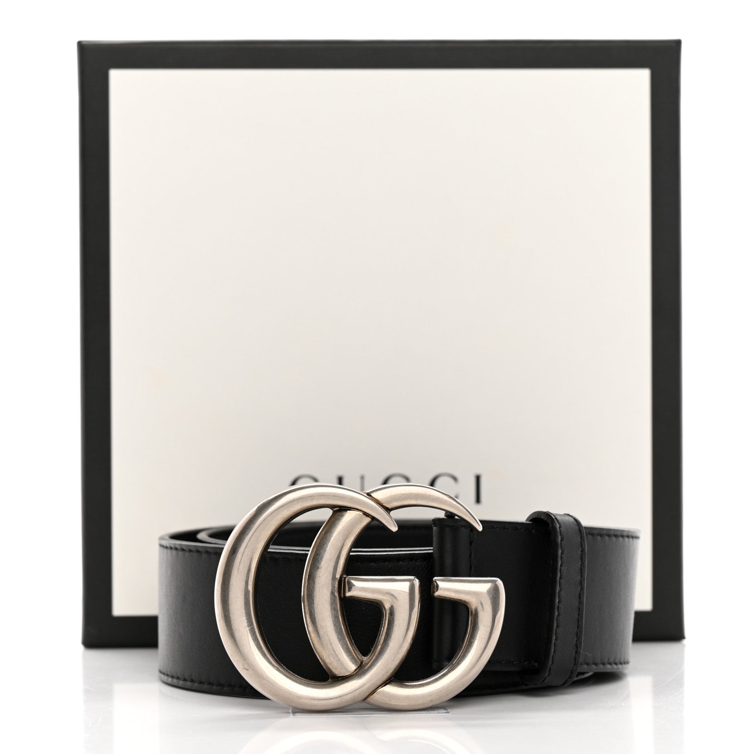 Gucci Moon Calfskin Nickel Double G 40mm Belt 80 32 Black 10 of 10