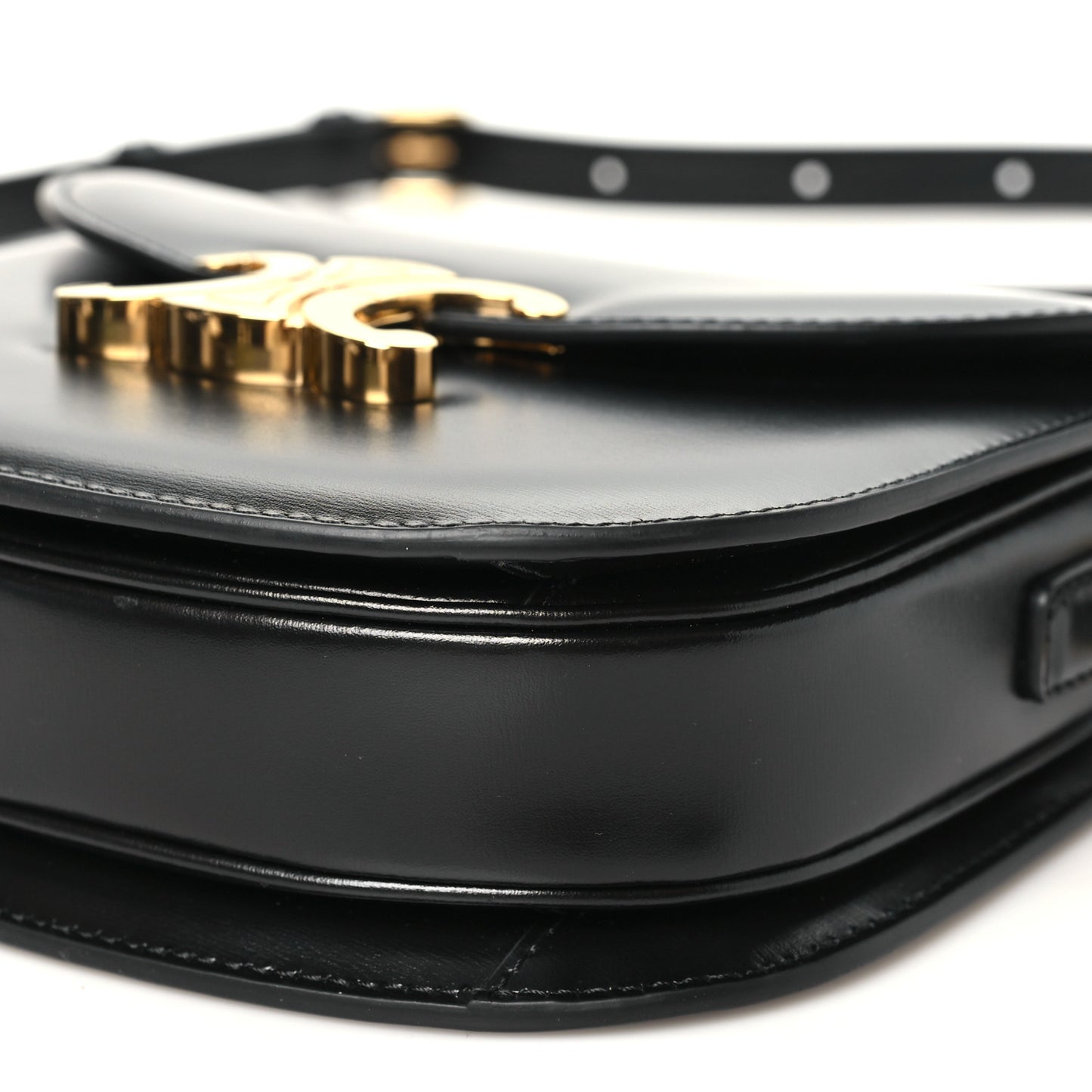 Shiny Calfskin Besace Clea Triomphe Black
