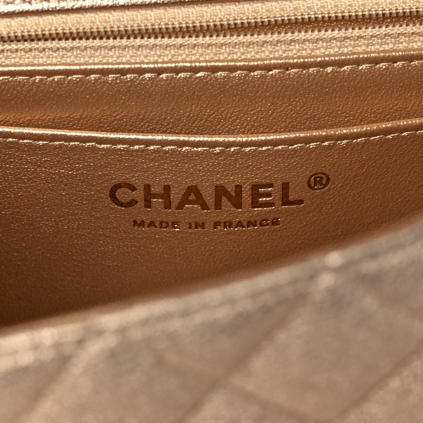 Metallic Lambskin Quilted Mini Rectangular Flap Gold