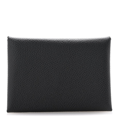 Hermes Epsom Calvi Duo Card Case Black 1 of 8
