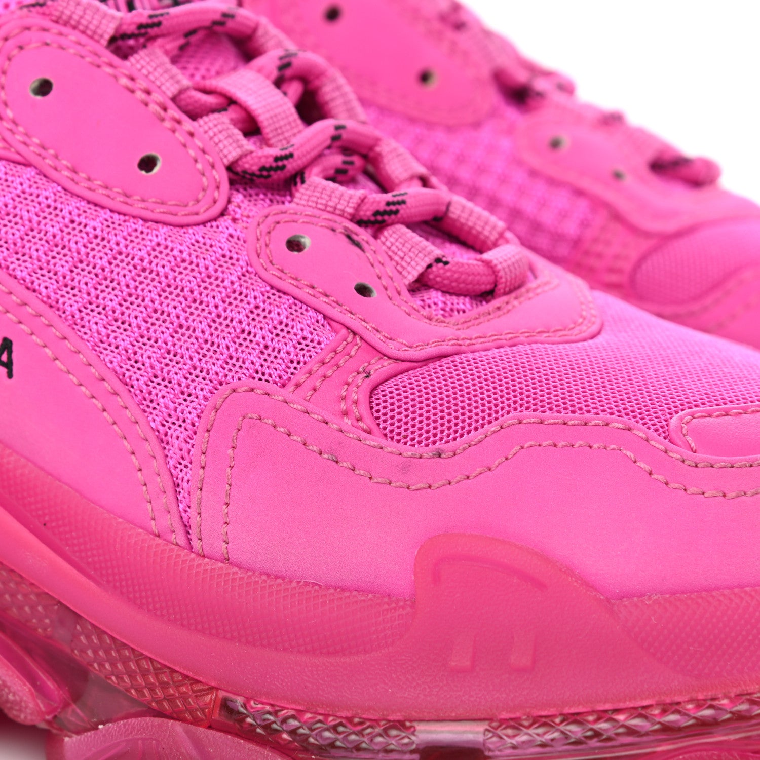 Balenciaga Fabric Mesh Clear Sole Fluo Womens Triple S Sneakers 37 Pink 5 of 9