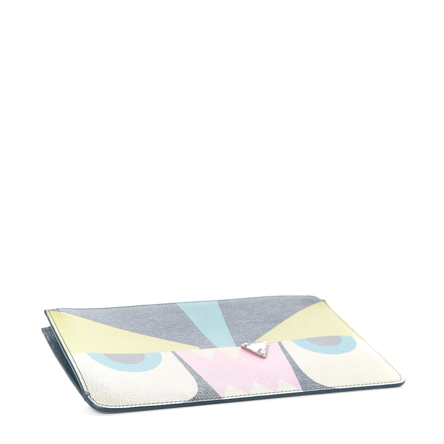 Fendi Vitello Crystal Tooth Monster Zip Pouch Oceano Multicolor 4 of 8