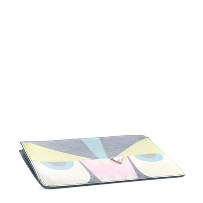 Fendi Vitello Crystal Tooth Monster Zip Pouch Oceano Multicolor 4 of 8
