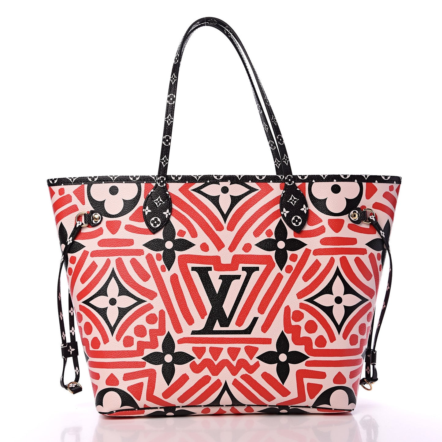 Monogram Giant Crafty Neverfull MM Creme Rouge Black