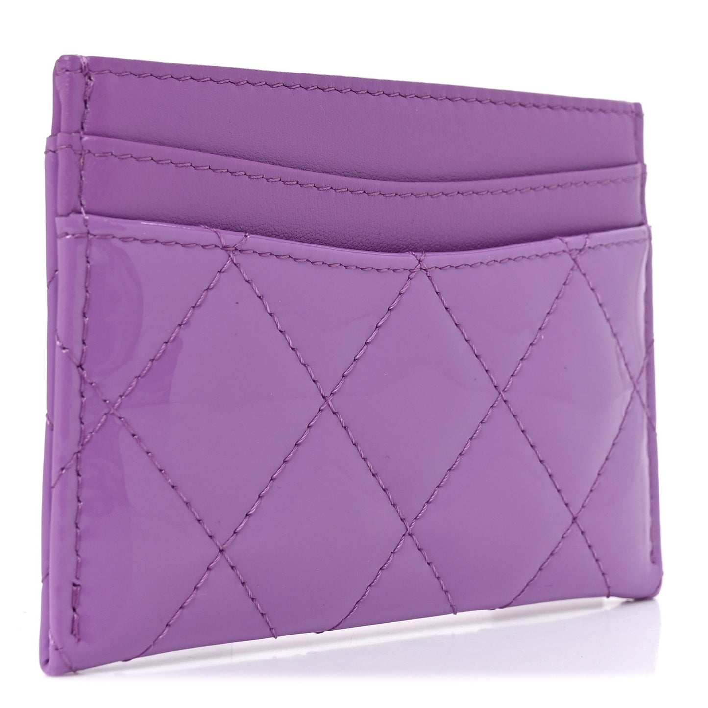 Patent Quilted Card Holder Purple
