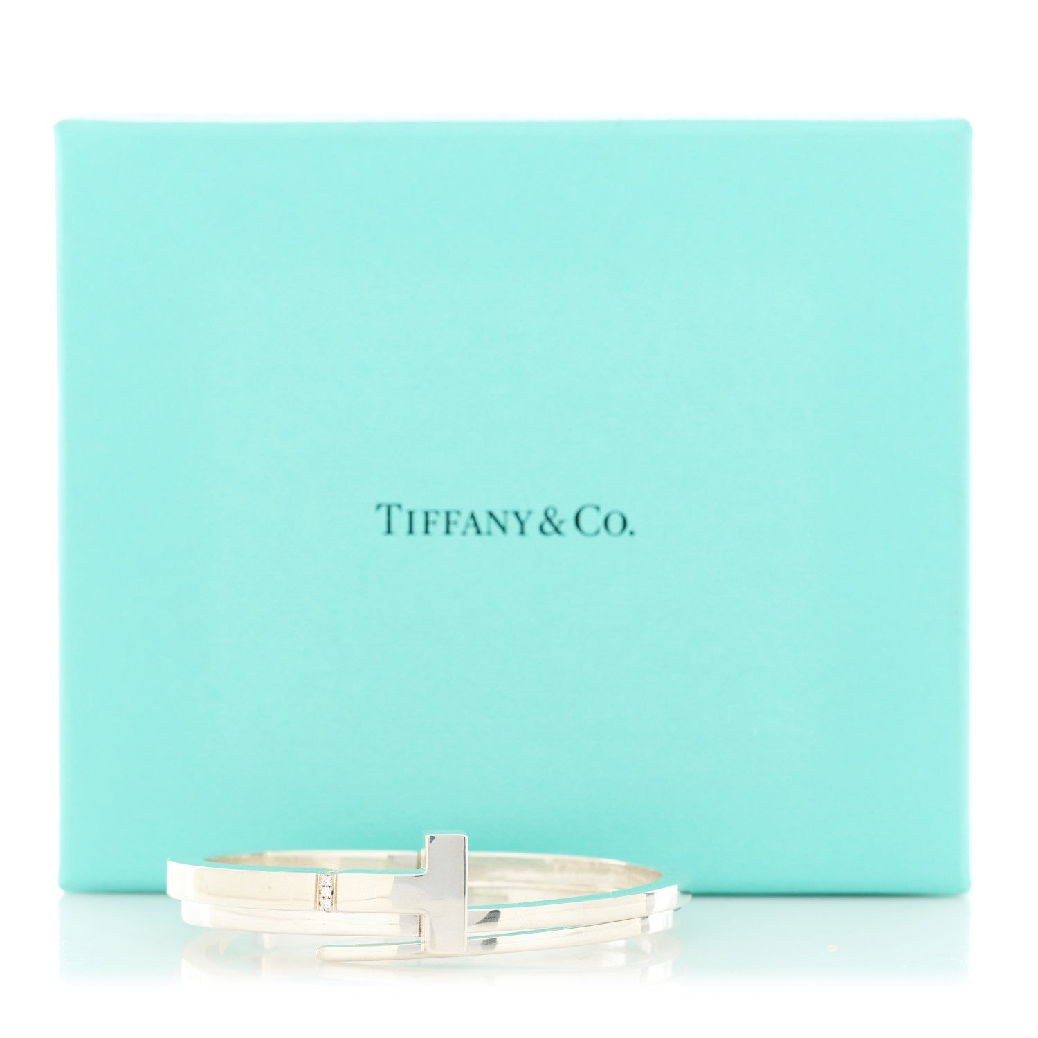 Tiffany Sterling Silver Diamond T Square Wrap Bracelet 4 of 4