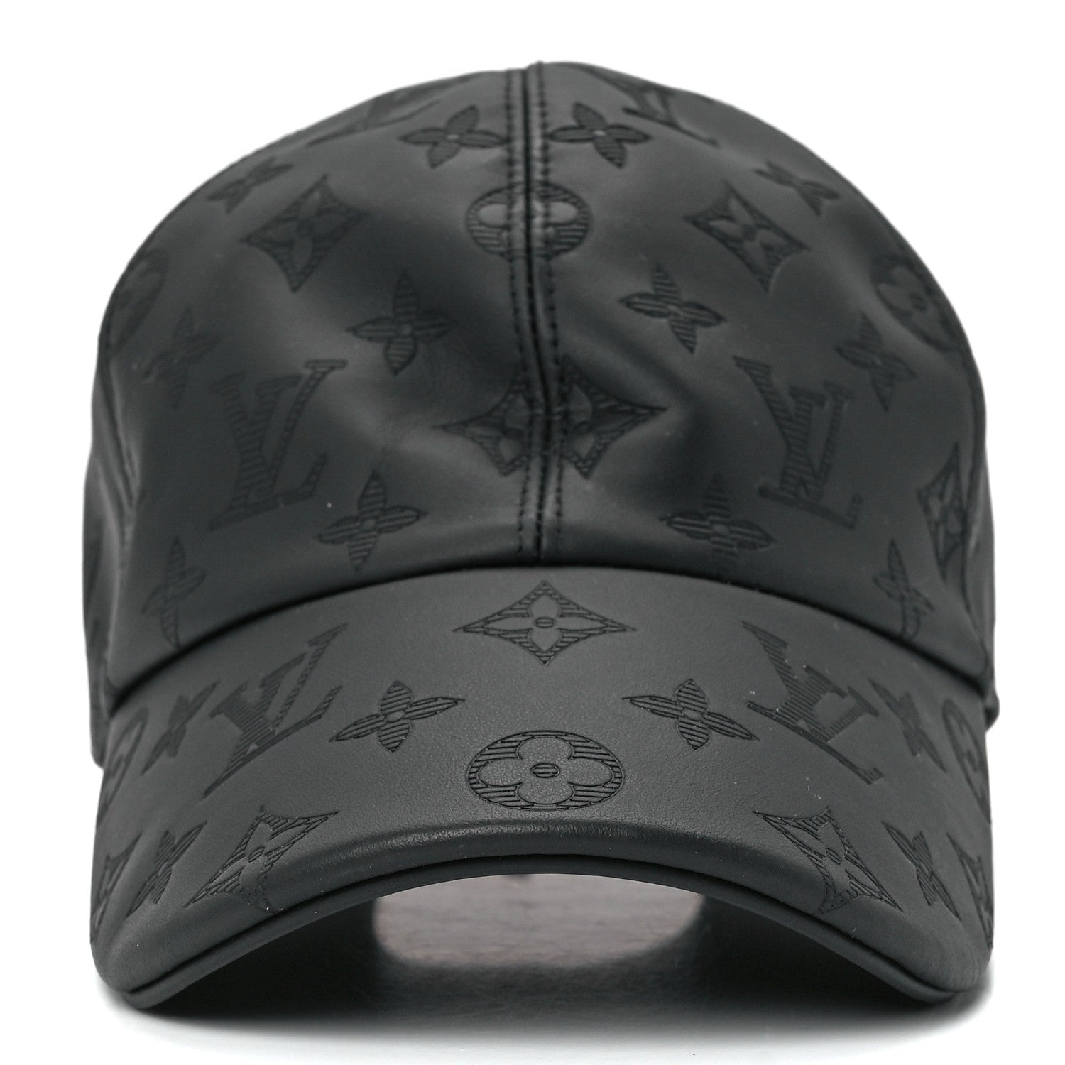 Louis Vuitton Calfskin Monogram Shadow Baseball Cap 60 Black 2 of 7