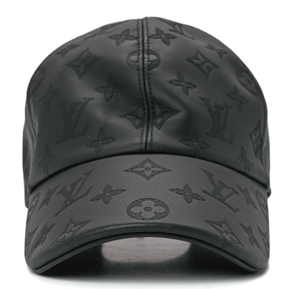 Louis Vuitton Calfskin Monogram Shadow Baseball Cap 60 Black 2 of 7