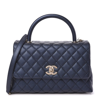 Chanel Iridescent Caviar Quilted Small Coco Handle Flap Dark Blue 1 of 11