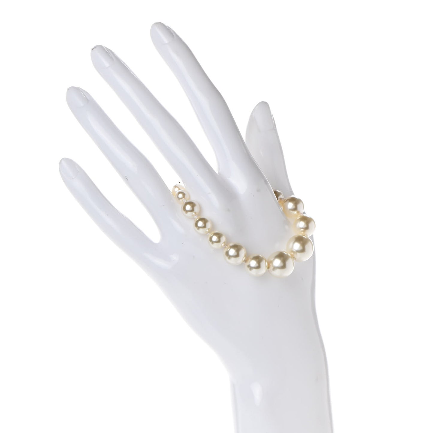 Graduated Pearl Crystal CC Bracelet Gold