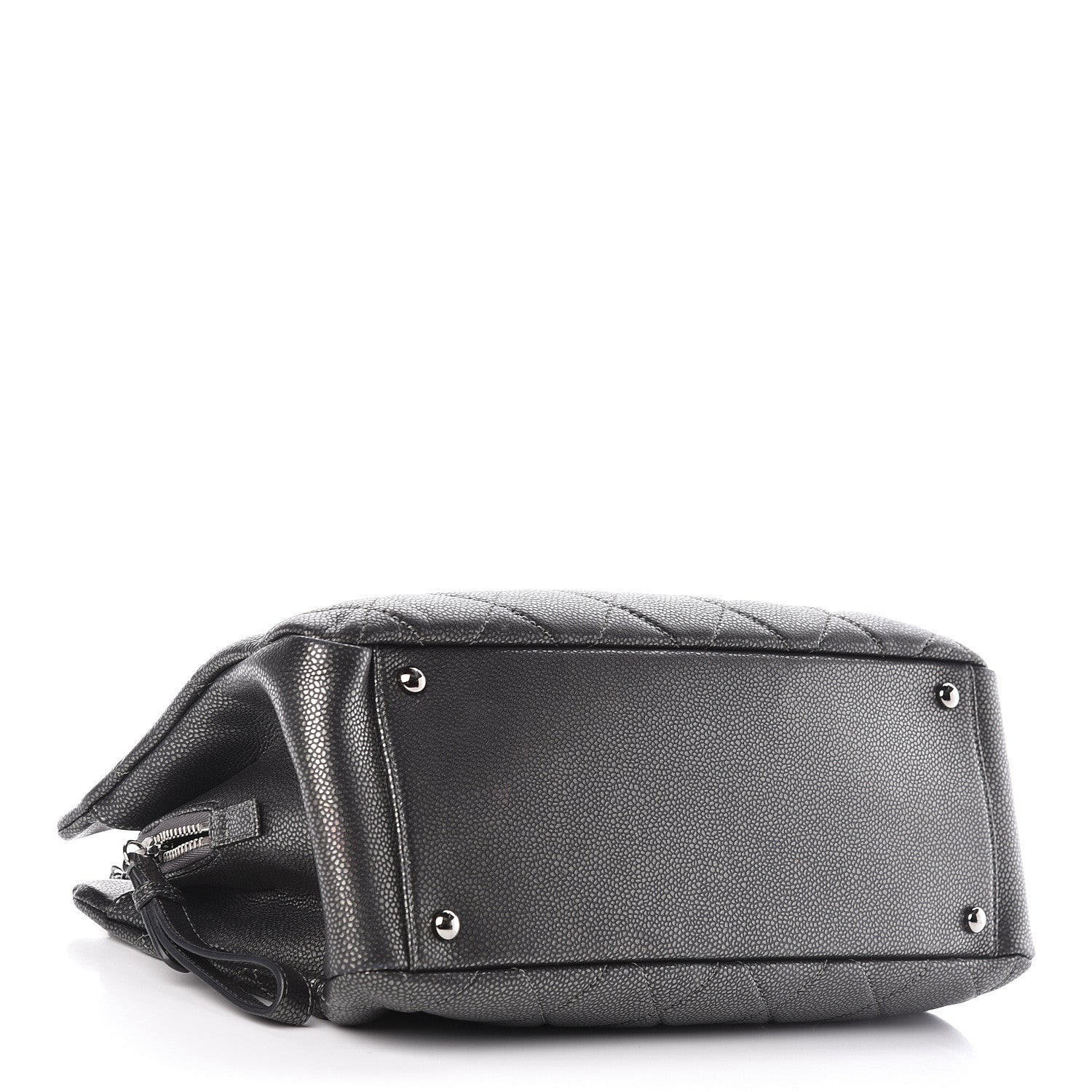 Chanel Metallic Caviar Quilted CC Tote Dark Silver 4 of 19