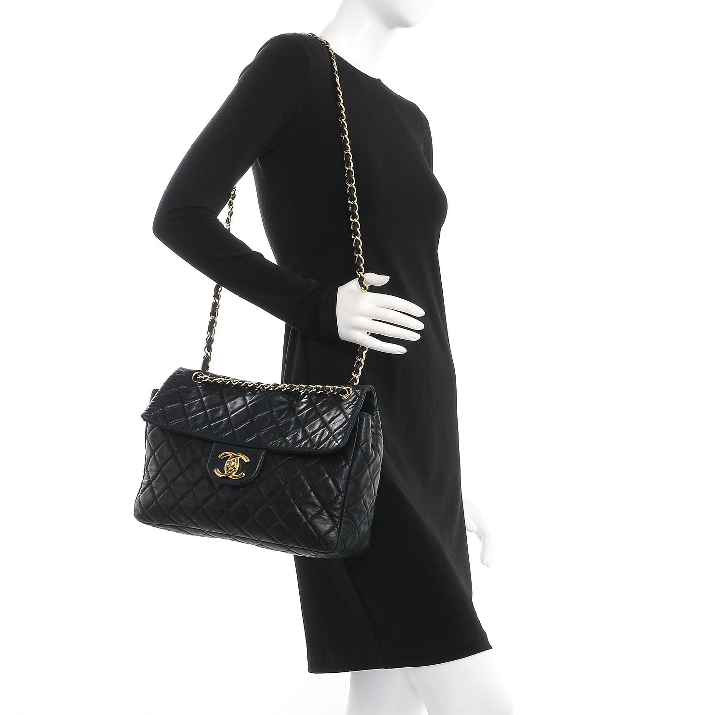 Lambskin Quilted Maxi Single Flap Black