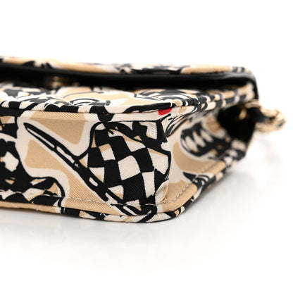 Chanel Canvas Check Flag Printed CC Clutch With Chain Beige Multicolor 11 of 12