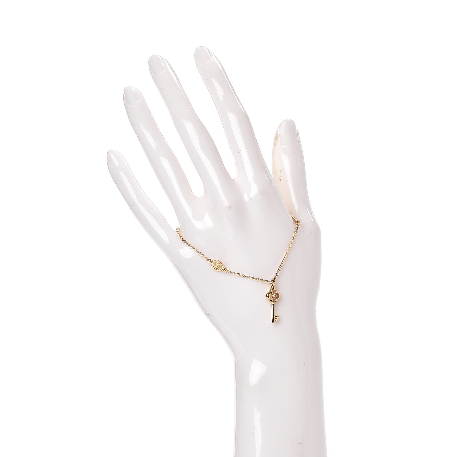 Louis Vuitton Swarovski Crystal Lady Lucky Key Supple Bracelet Gold 2 of 4