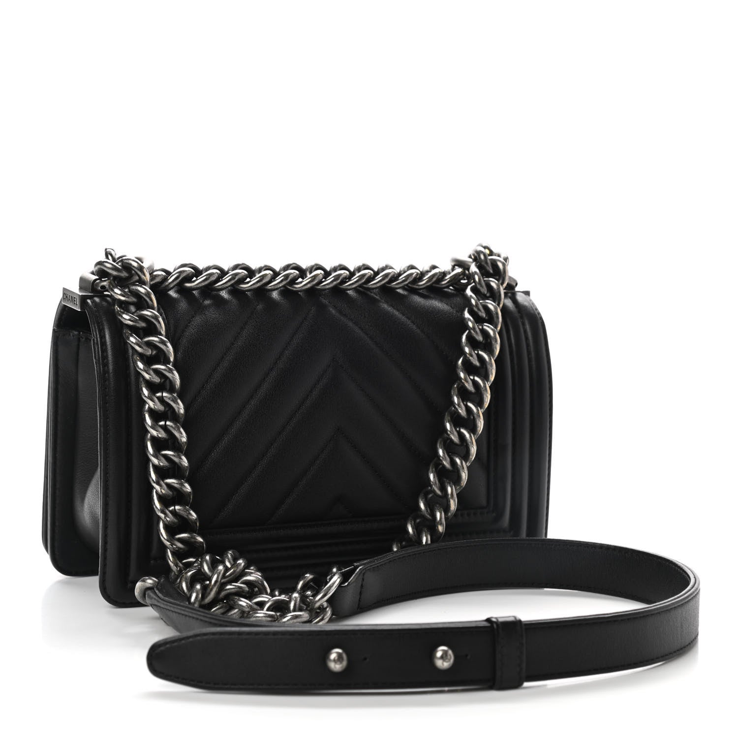 Chanel Calfskin Chevron Quilted Small Boy Flap Black 4 of 9