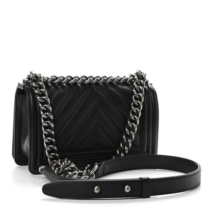 Chanel Calfskin Chevron Quilted Small Boy Flap Black 4 of 9