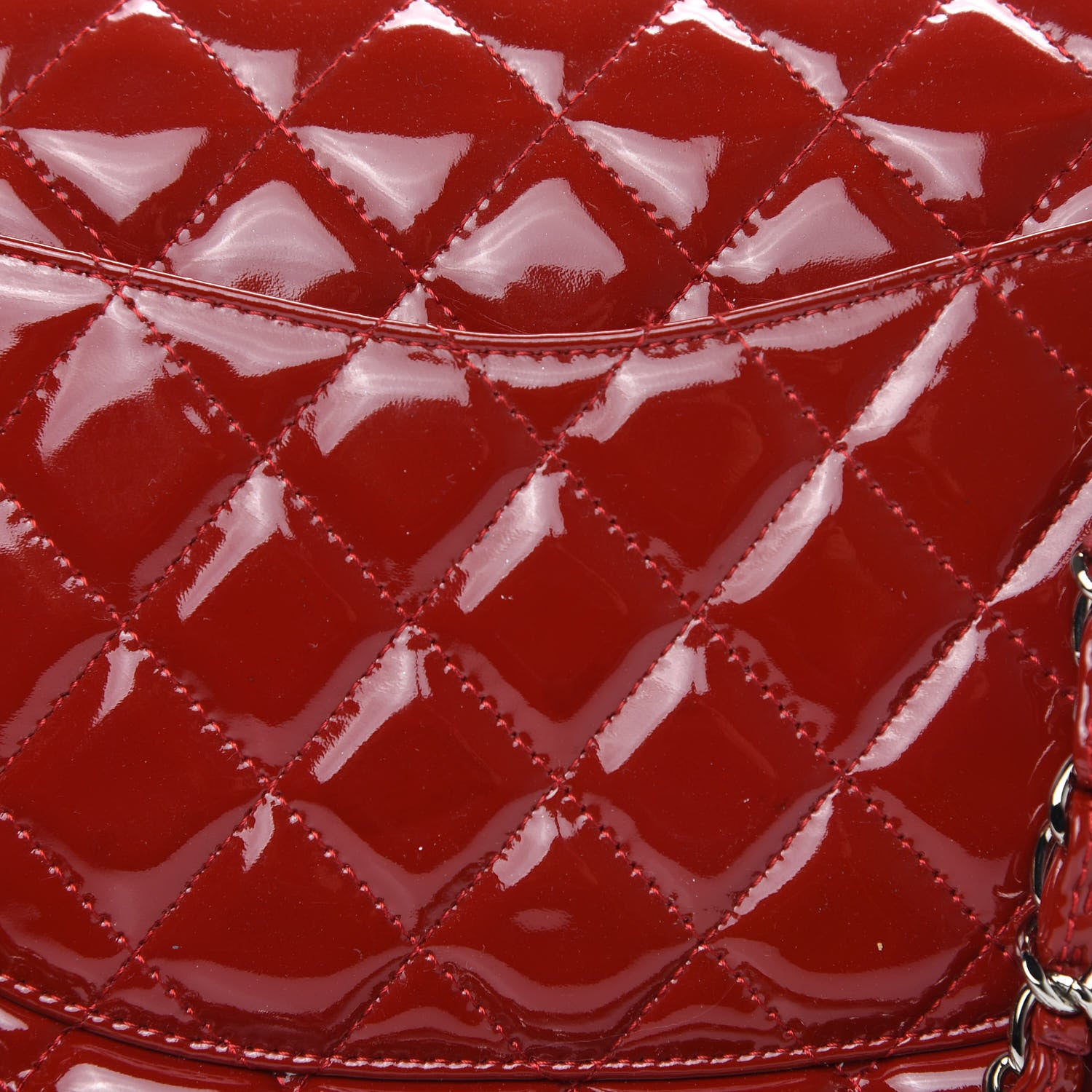 Chanel Patent Calfskin Quilted Medium Double Flap Red 10 of 13